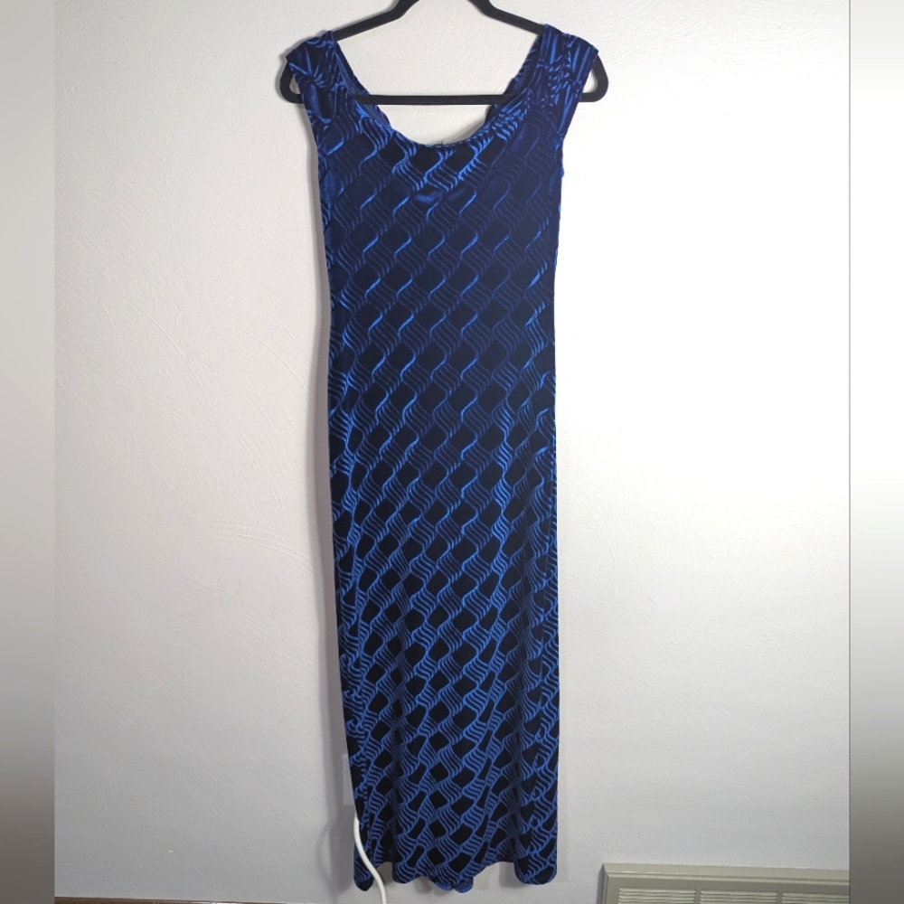 8 Scott McClintock Blue Velvet 90s Y2K Vintage Stretch Maxi Dress